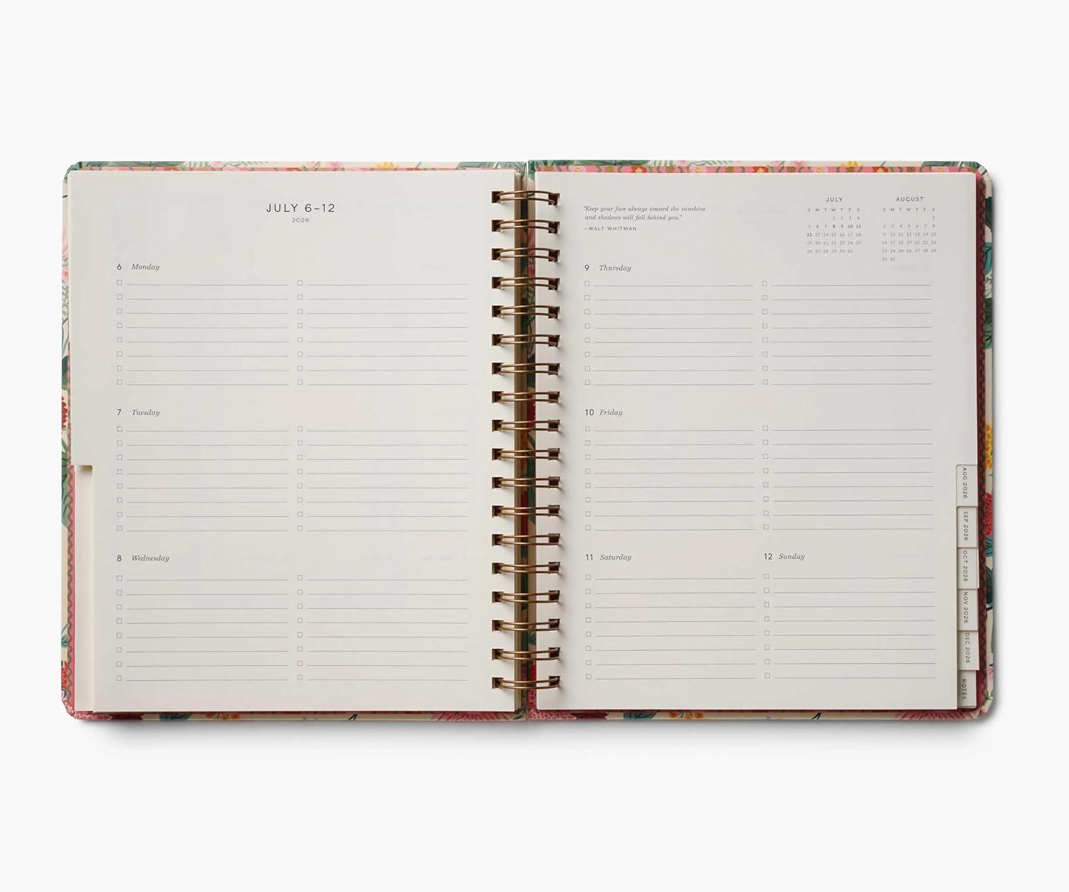 imageRIFLE PAPER CO 2026 Dahlia 17Month Academic Hardcover Spiral Planner Aug 2025 Dec 2026 10quot L x 85quot W Weekly and Monthly Pages Inspirational Quotes Stickers Illustrated Pocket Folder