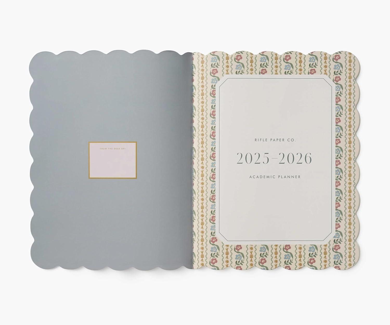 imageRIFLE PAPER CO 2026 Delphine 12Month Academic Planner Aug 2025 July 2026 ThreadStitch Binding 975quot L x 775quot W Metallic Gold Foil Accents Monthly Pages ampamp Note Section