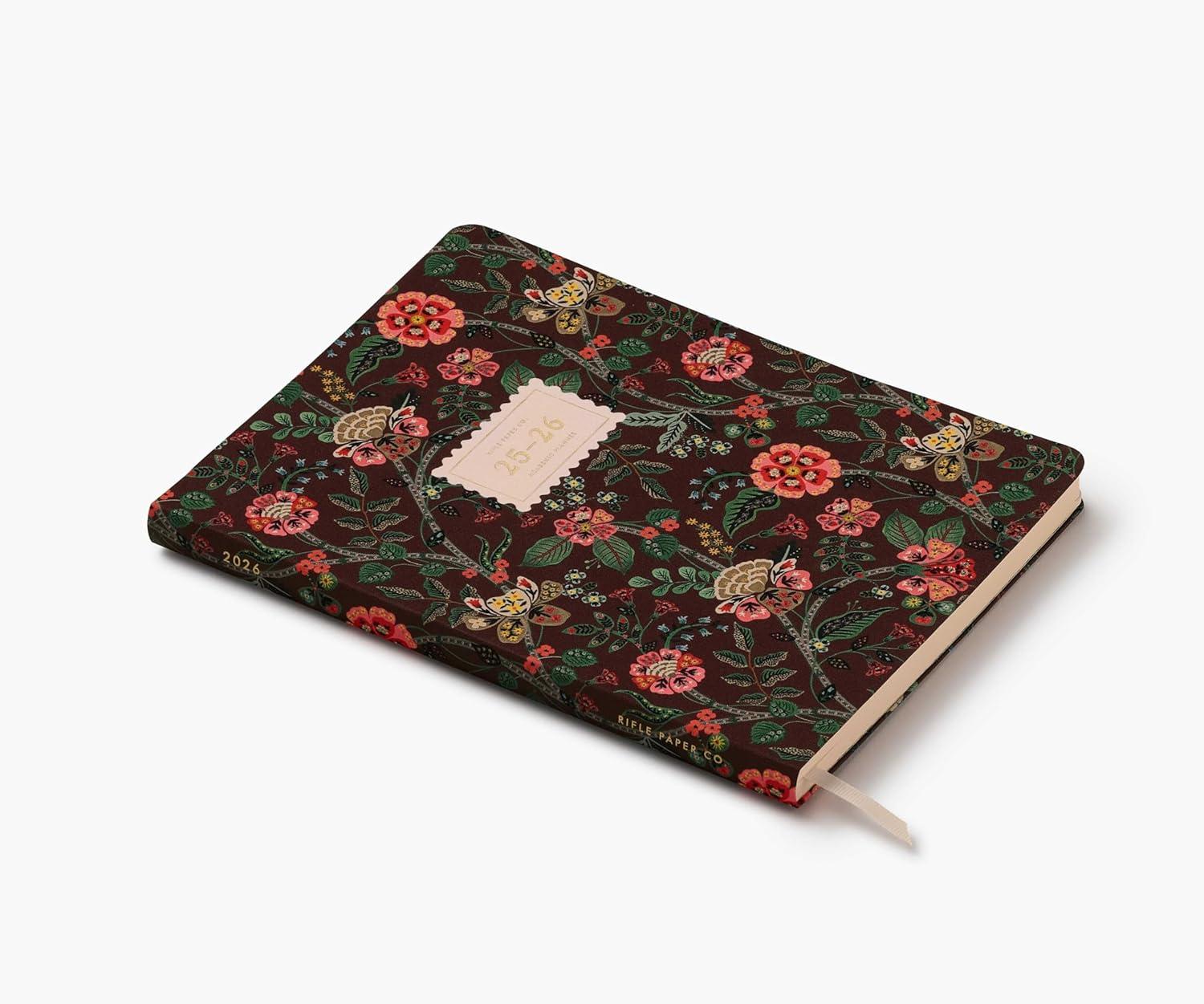 imageRIFLE PAPER CO 2026 Gracie 12Month Academic Planner Aug 2025 July 2026 ThreadStitch Binding 962quot L x 718quot W Metallic Gold Foil Accents Monthly Pages ampamp Note Section