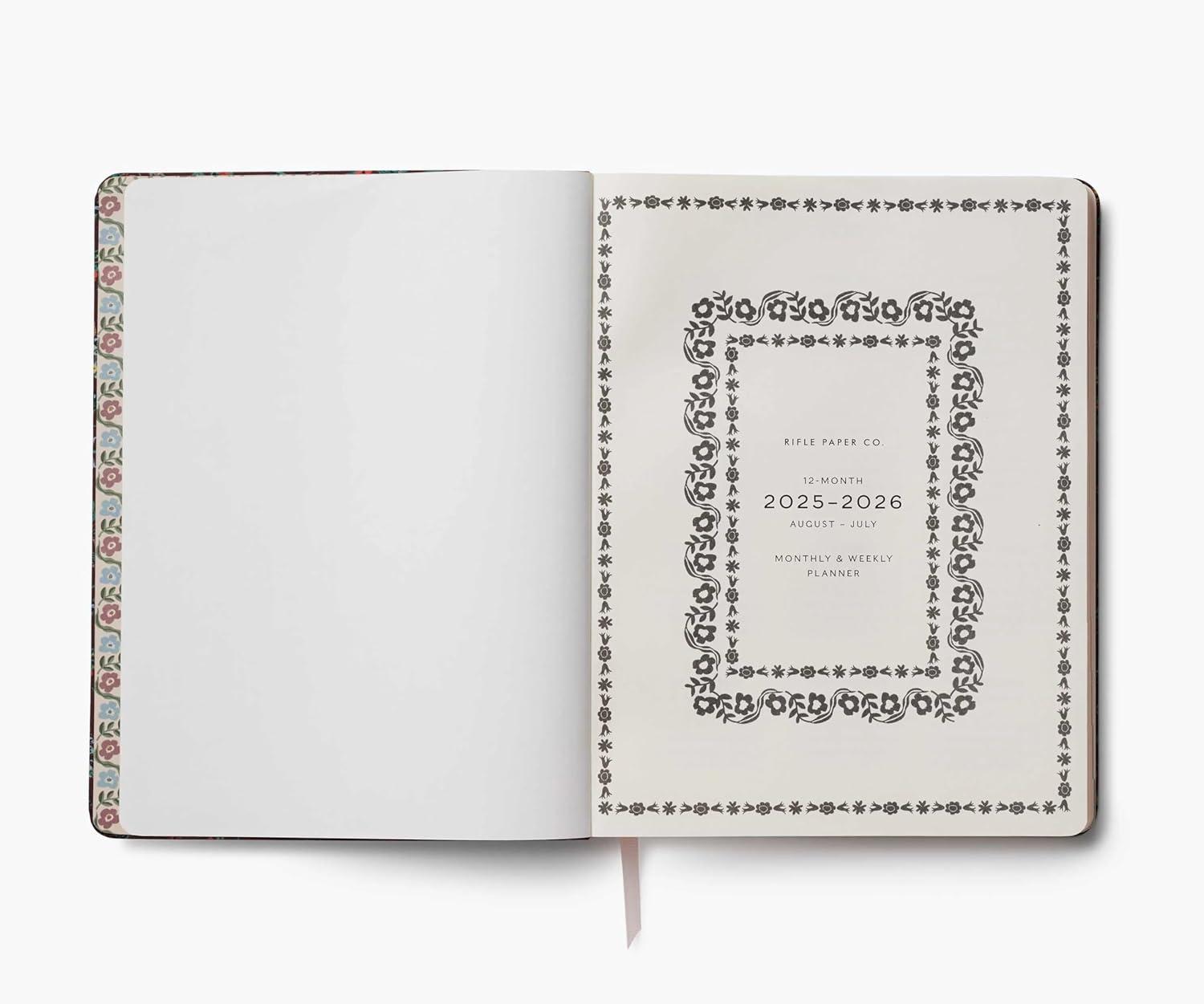 imageRIFLE PAPER CO 2026 Gracie 12Month Academic Planner Aug 2025 July 2026 ThreadStitch Binding 962quot L x 718quot W Metallic Gold Foil Accents Monthly Pages ampamp Note Section