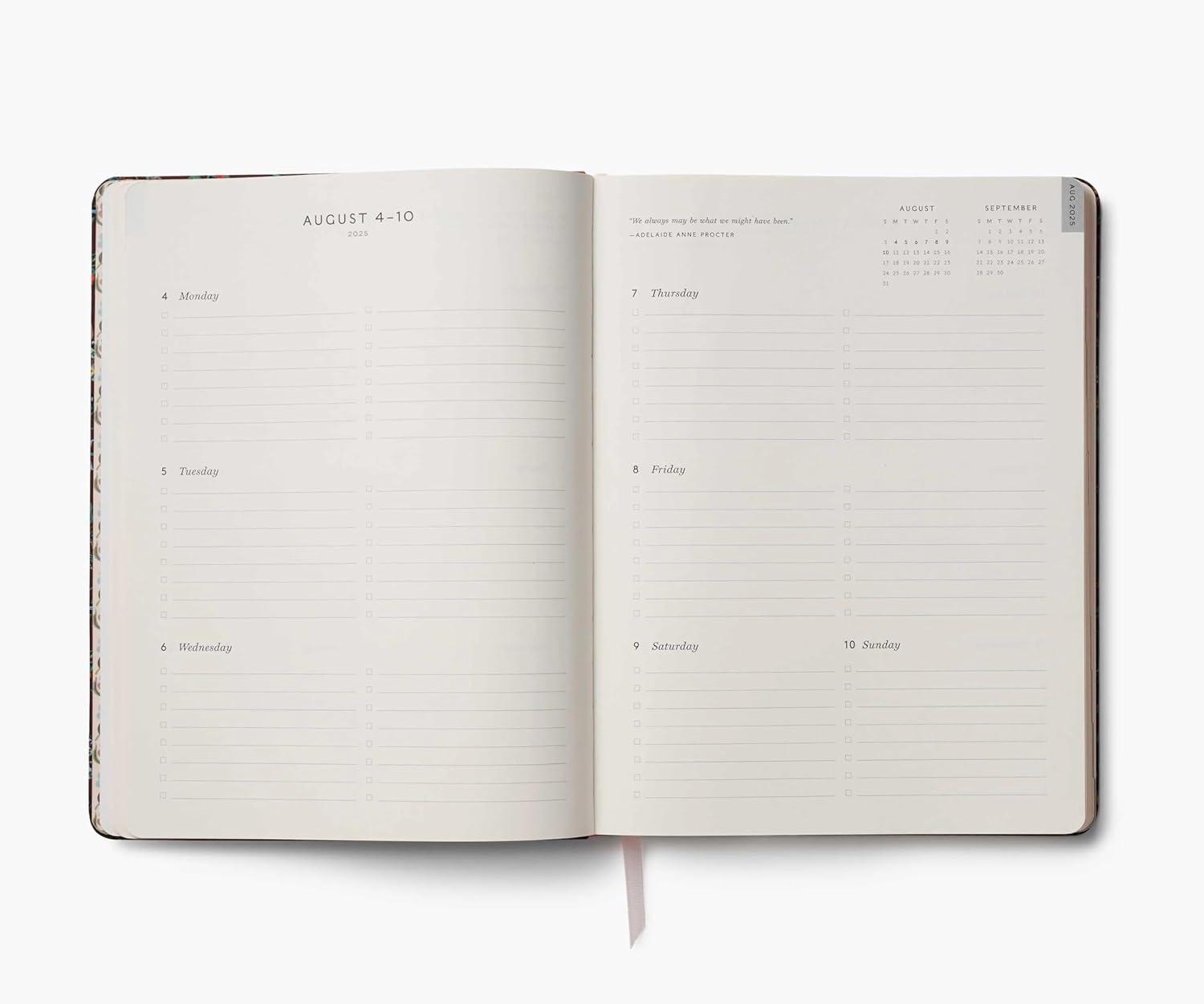 imageRIFLE PAPER CO 2026 Gracie 12Month Academic Planner Aug 2025 July 2026 ThreadStitch Binding 962quot L x 718quot W Metallic Gold Foil Accents Monthly Pages ampamp Note Section