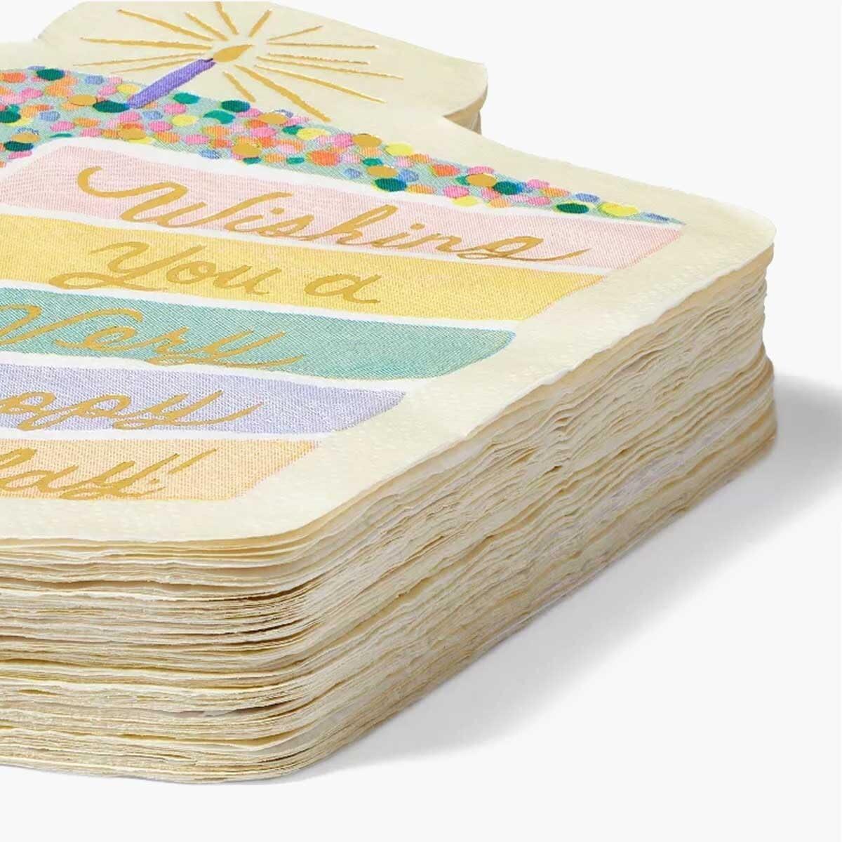 imageRIFLE PAPER CO Birthday Cake Diecut Cocktail Napkins Set of 15 Whimsical Birthday Cake Design Perfect for Parties and Celebrations Fun and Stylish Tableware to Add a Festive Touch