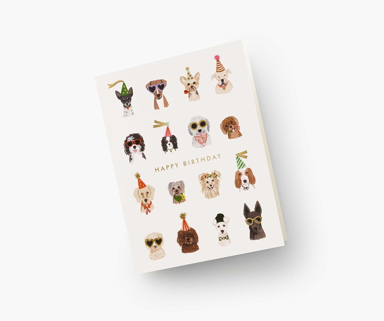 imageRIFLE PAPER CO Birthday Cards Boxed Set of 12 with Envelopes Birthday Pups Lets Your Thoughtful Handwritten Note Take Center Stage Crafted in the USA 425quot L x 55quot W