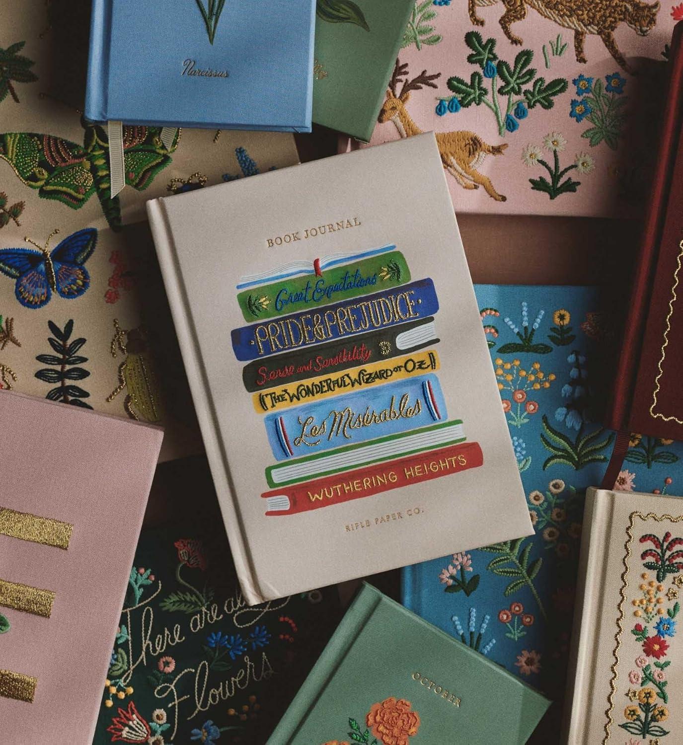 imageRIFLE PAPER CO Book Club Embroidered Book Journal Keep Notes Daily Events and Personal Area to Capture your Thoughts Perfect for a Keepsake Journal or Diary