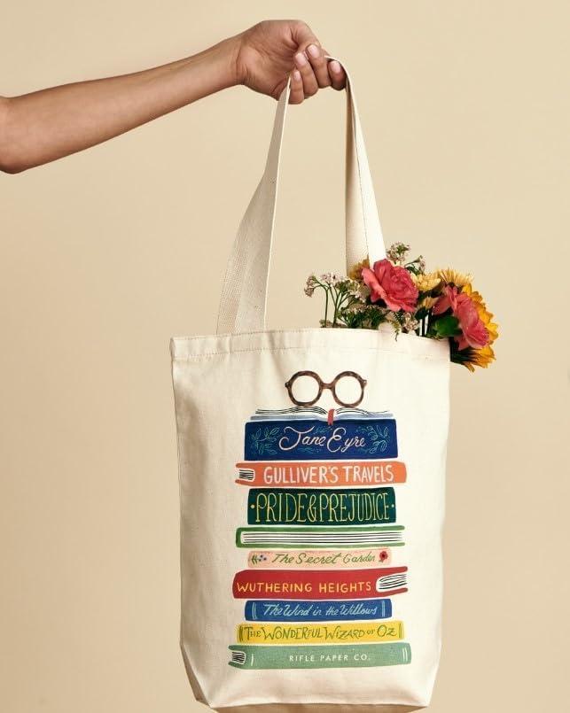 imageRIFLE PAPER CO Canvas Tote Bag for Beach Gym ampamp Travel Shoulder Bag for Women Reusable Bag Summer EssentialsCanvas Book Club