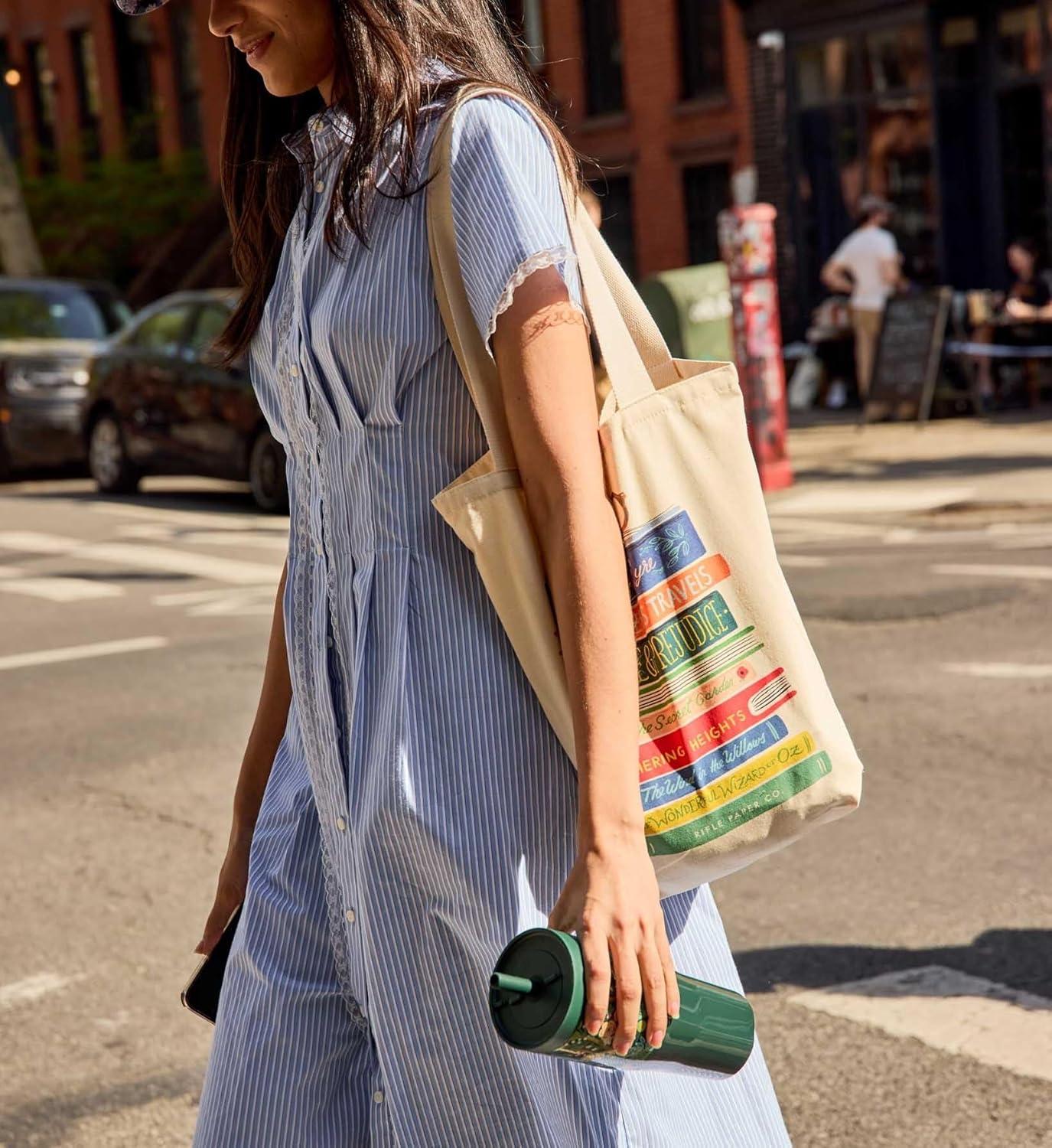 imageRIFLE PAPER CO Canvas Tote Bag for Beach Gym ampamp Travel Shoulder Bag for Women Reusable Bag Summer EssentialsCanvas Book Club