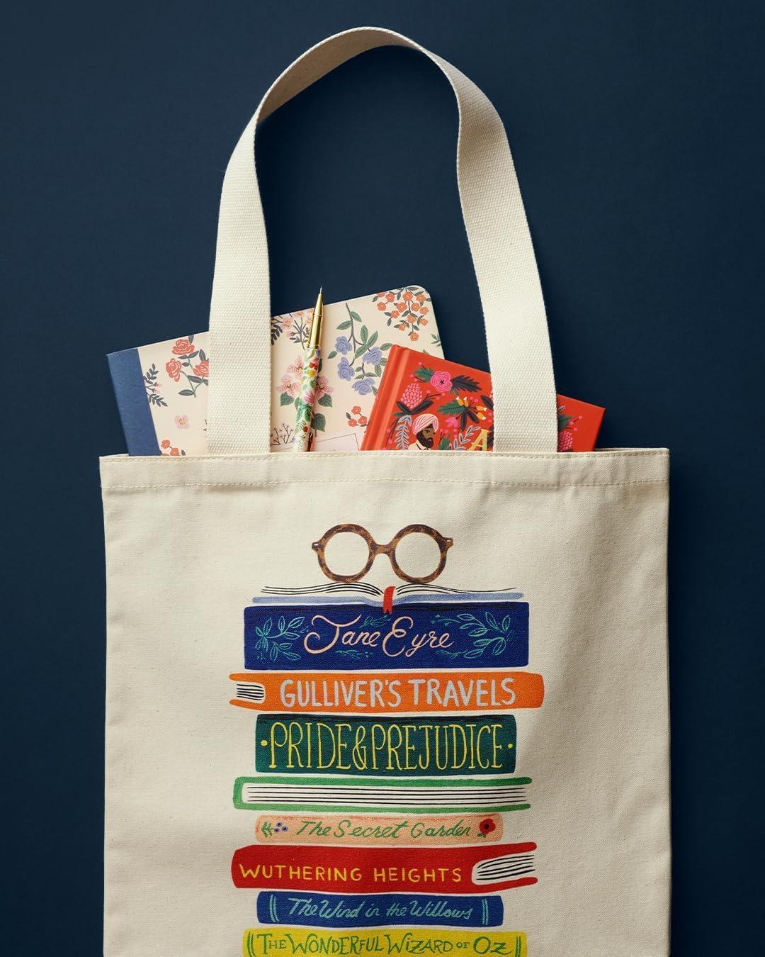 imageRIFLE PAPER CO Canvas Tote Bag for Beach Gym ampamp Travel Shoulder Bag for Women Reusable Bag Summer EssentialsCanvas Book Club