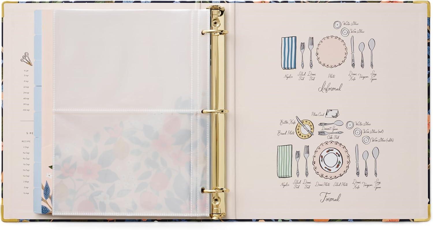 imageRIFLE PAPER CO Citrus Grove Recipe Binder 16 Tabbed Dividers 10 Clear Recipe Card Sleeves 1quot ThreeRing Style 115quotL x 975quotW DoubleSided Pocket Folder and Adhesive Labels Reinforced Corners