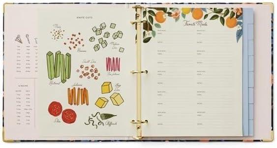 imageRIFLE PAPER CO Citrus Grove Recipe Binder 16 Tabbed Dividers 10 Clear Recipe Card Sleeves 1quot ThreeRing Style 115quotL x 975quotW DoubleSided Pocket Folder and Adhesive Labels Reinforced Corners