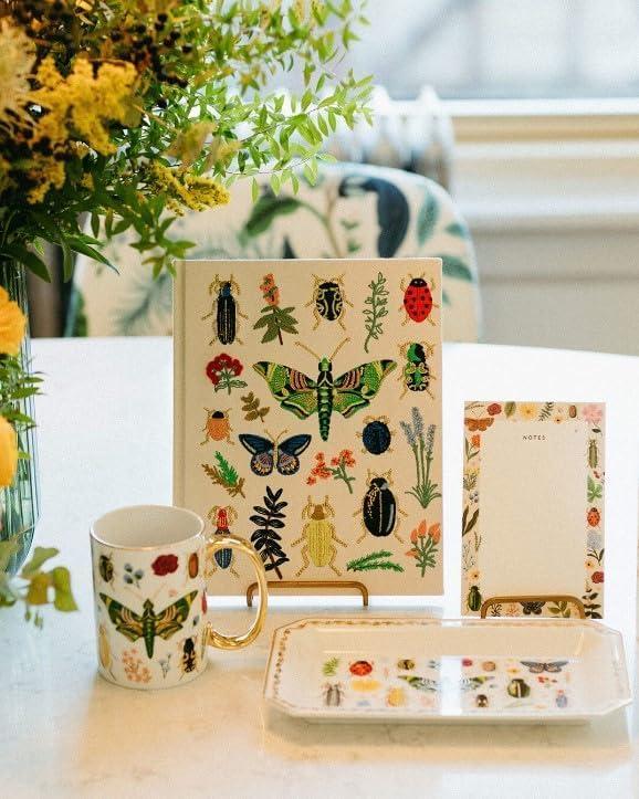 imageRIFLE PAPER CO Curio Embroidered Fabric Sketchbook 108 Blank Pages Grosgrain Ribbon Bookmark and LayFlat Binding Book Cloth Cover with 160 GSM Sketch Paper 1025quot L x 825quot WCurio