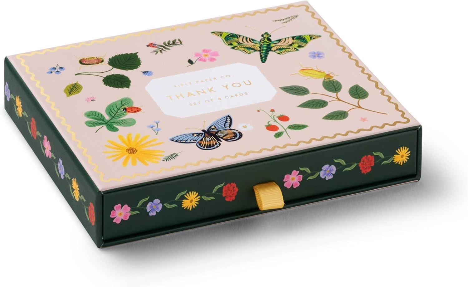 imageRIFLE PAPER CO Curio Thank You Keepsake Card Boxed Set of 8 425quot L x 55quot W Blank Interior Lets Your Thoughtful Handwritten Note Take Center Stage Crafted in the USACurio