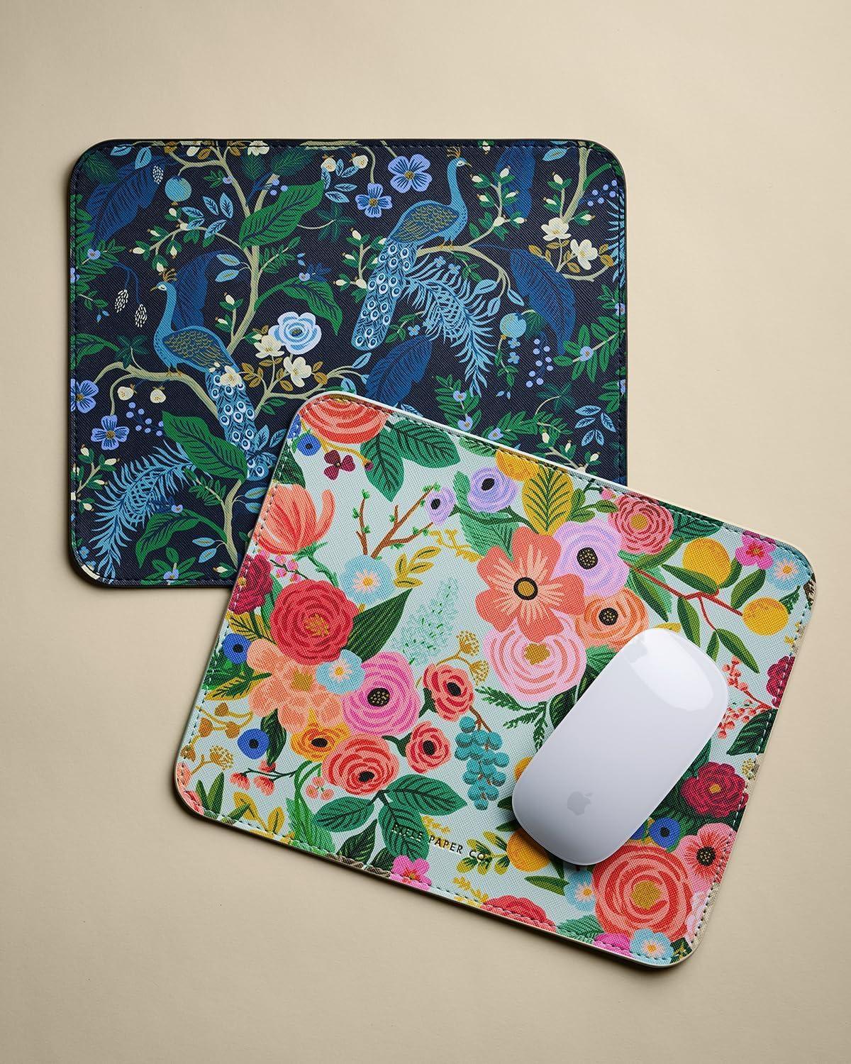 imageRIFLE PAPER CO Dahlia Patterned Mouse Pad Add a Touch of Charm to Your Workspace Smooth Polyurethane Finish Allows Mouse to Glide with NonSlip Rubber Backing DahliaGarden Party