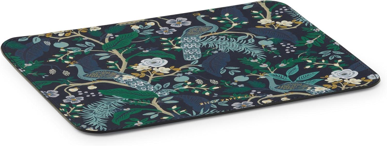 imageRIFLE PAPER CO Dahlia Patterned Mouse Pad Add a Touch of Charm to Your Workspace Smooth Polyurethane Finish Allows Mouse to Glide with NonSlip Rubber Backing DahliaPeacock