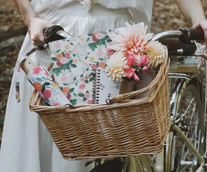 imageRIFLE PAPER CO Ditsy Dahlia Spiral Notebook FullColor Illustrated Softcover with Gold Foil Accents 150 Ruled Perforated Pages 625quot W x 85quot L Pocket Folders for Storage