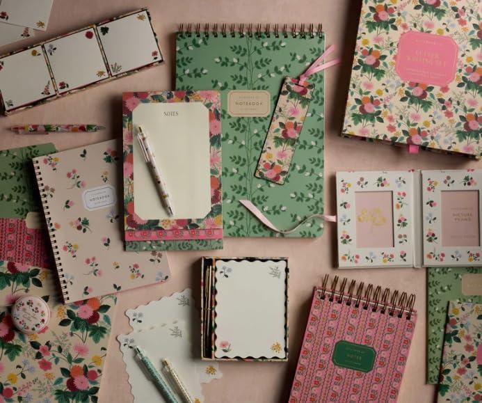 imageRIFLE PAPER CO Ditsy Dahlia Spiral Notebook FullColor Illustrated Softcover with Gold Foil Accents 150 Ruled Perforated Pages 625quot W x 85quot L Pocket Folders for Storage