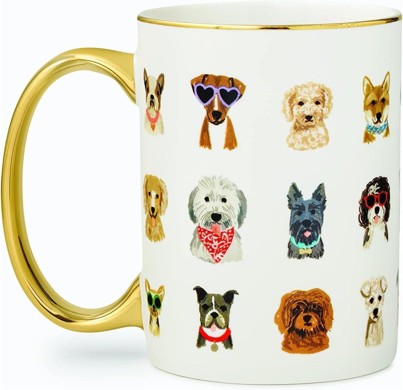 imageRIFLE PAPER CO Dog Days Canvas Tote Bag and Hot Dogs Porcelain Mug Bundle