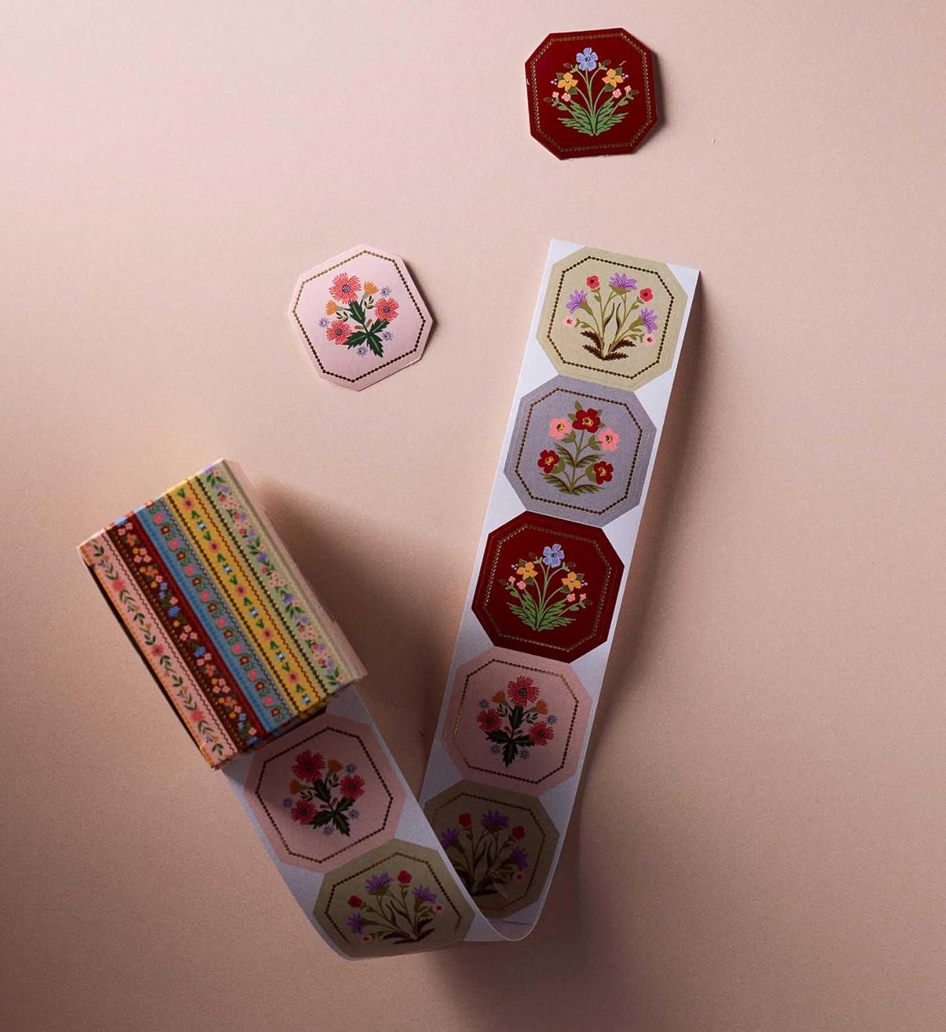 imageRIFLE PAPER CO Envelope Seals Assorted Set of 4 Designs a Total of 250 138quot L x 138quot W Adhesives Packaged in a Printed Box with Dispensing Slot Gemma