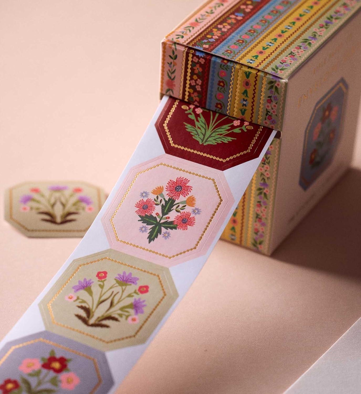 imageRIFLE PAPER CO Envelope Seals Assorted Set of 4 Designs a Total of 250 138quot L x 138quot W Adhesives Packaged in a Printed Box with Dispensing Slot Gemma