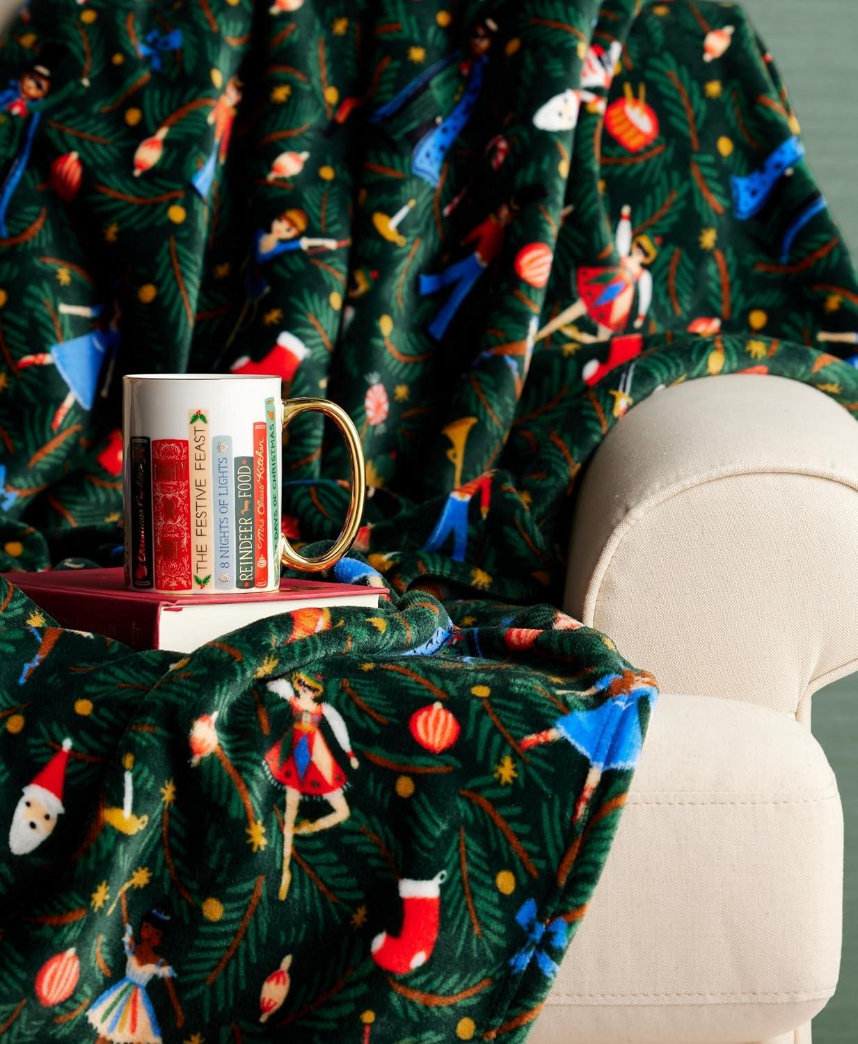 imageRIFLE PAPER CO Festive Book Club Porcelain Mug for Festive Occasions and Gatherings with HolidayThemed Design Gift For Friends and Family During the Winter Holidays