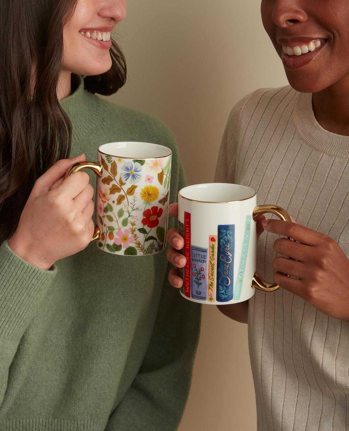 imageRIFLE PAPER CO Festive Book Club Porcelain Mug for Festive Occasions and Gatherings with HolidayThemed Design Gift For Friends and Family During the Winter Holidays