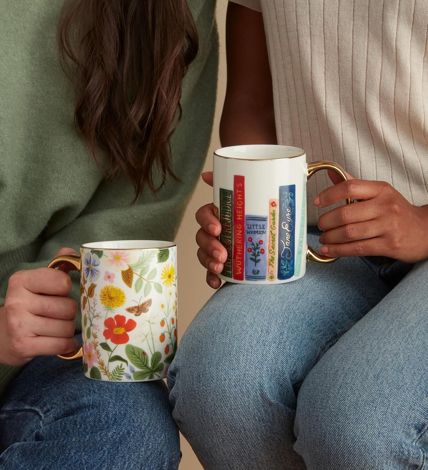 imageRIFLE PAPER CO Festive Book Club Porcelain Mug for Festive Occasions and Gatherings with HolidayThemed Design Gift For Friends and Family During the Winter Holidays