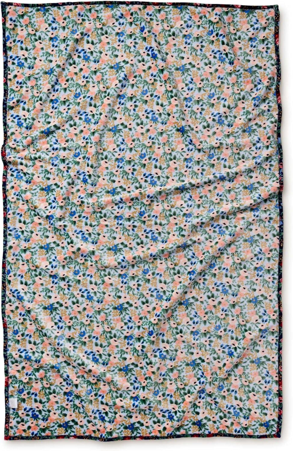 imageRIFLE PAPER CO Fleece Blanket Cozy Up in This Soft Screen Printed Floral Decorative Throw for a Layer of Warmth 100 Polyester 80quot W X 50quot L RosaRosa