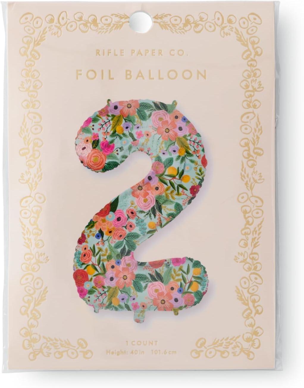 imageRIFLE PAPER CO Garden Party Full Color Mylar Numbered Balloon 40quot L Decoration for Events Celebrations Holidays and Parties Stylish Pattern 32