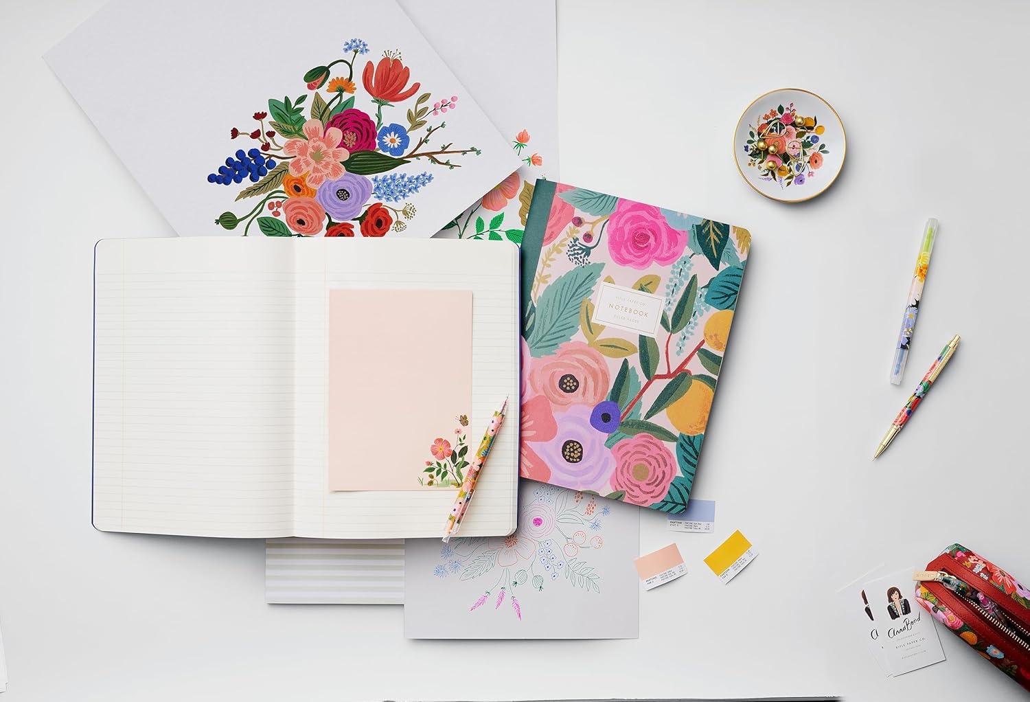 imageRIFLE PAPER CO Garden Party Gel Pen Set Printed in Full Color Four Different Plastic Pens 05 mm Rollerball Tip Pink Orange Red Blue Set of 4Garden Party