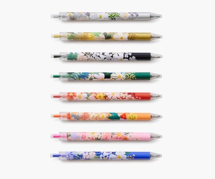 imageRIFLE PAPER CO Garden Party Gel Pen Set Printed in Full Color Four Different Plastic Pens 05 mm Rollerball Tip Pink Orange Red Blue Set of 4Margaux
