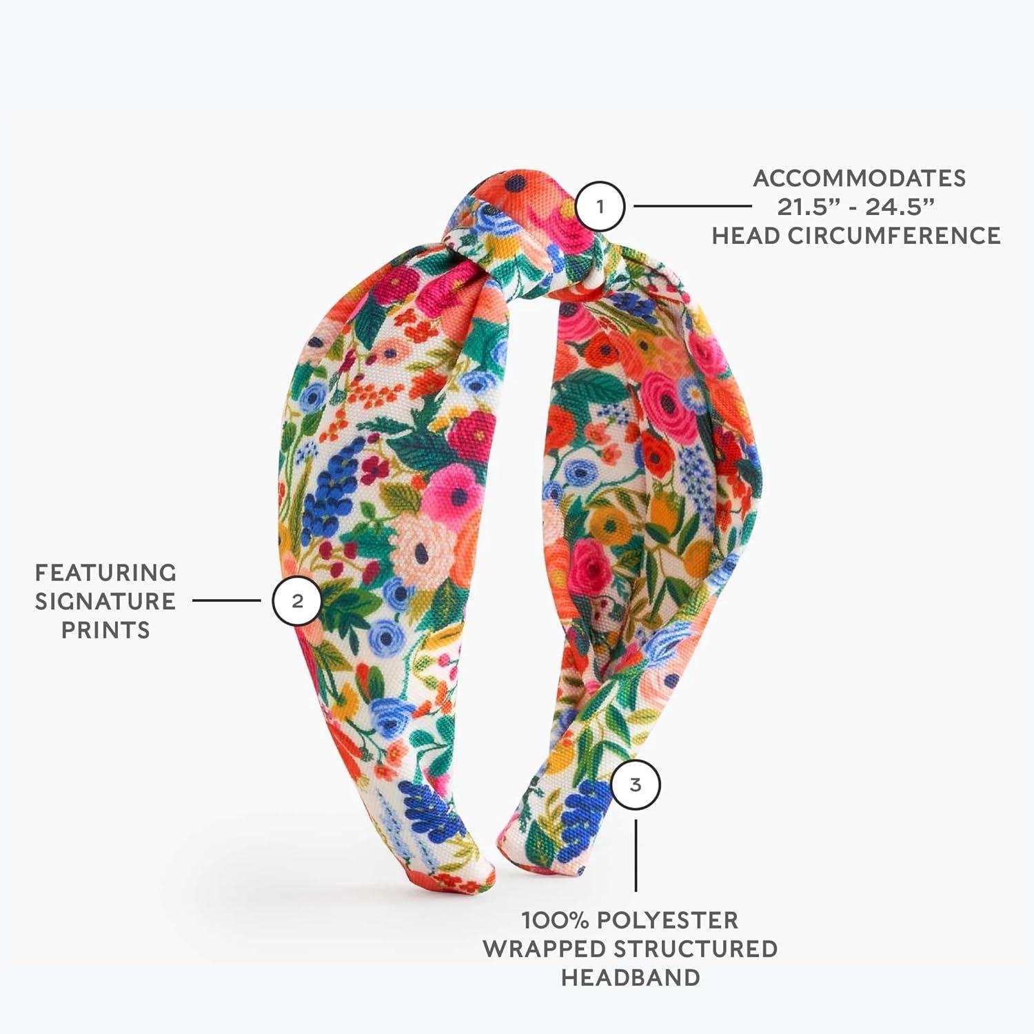 imageRIFLE PAPER CO Garden Party Knotted Headband Bright Floral Pattern Design Printed Fabric Over Structured Full Polyester on Durable Plastic Band 1 Count