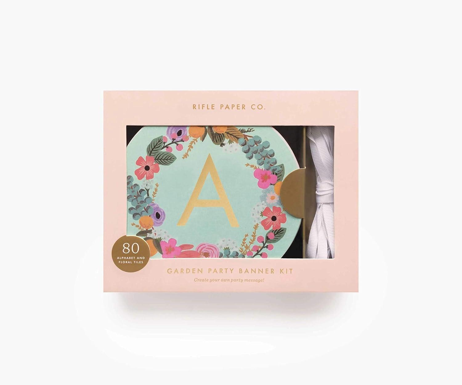 imageRIFLE PAPER CO Garden Party Letter Garland 492quot L 492quot D 72 Alphabetic Tiles 8 Floral Tiles Customize Celebratory Messages Includes 5 Yards of Ribbon to Hang