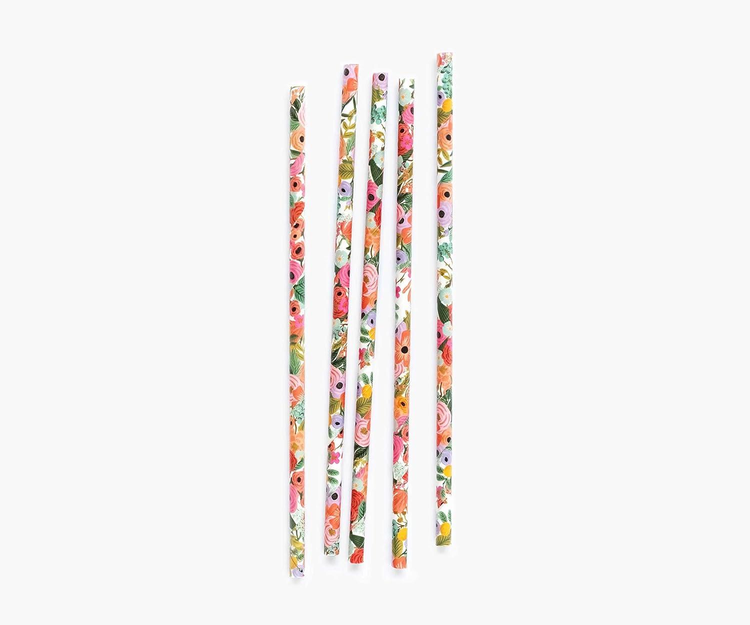 imageRIFLE PAPER CO Garden Party Paper Straws Set of 25 75quot L Durable and Decorative Straws Printed in Full Color Matches Garden Party Occasions Set