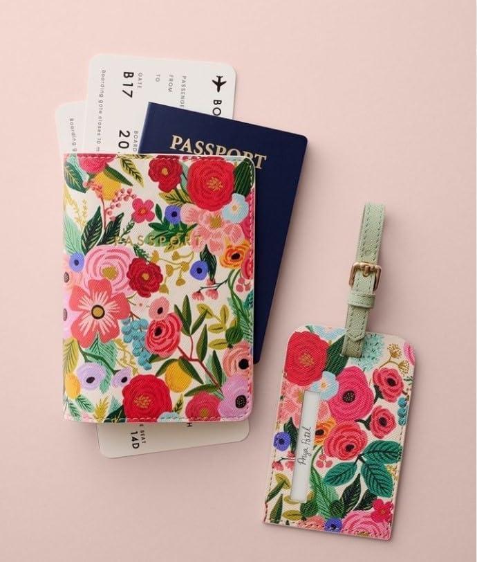 imageRIFLE PAPER CO Garden Party Passport Holder Travel Essentials for Women Card and Passport Anti Theft Wallet Sized to Fit All Standard Passports 55quot L x 425quot W ClosedGarden Party