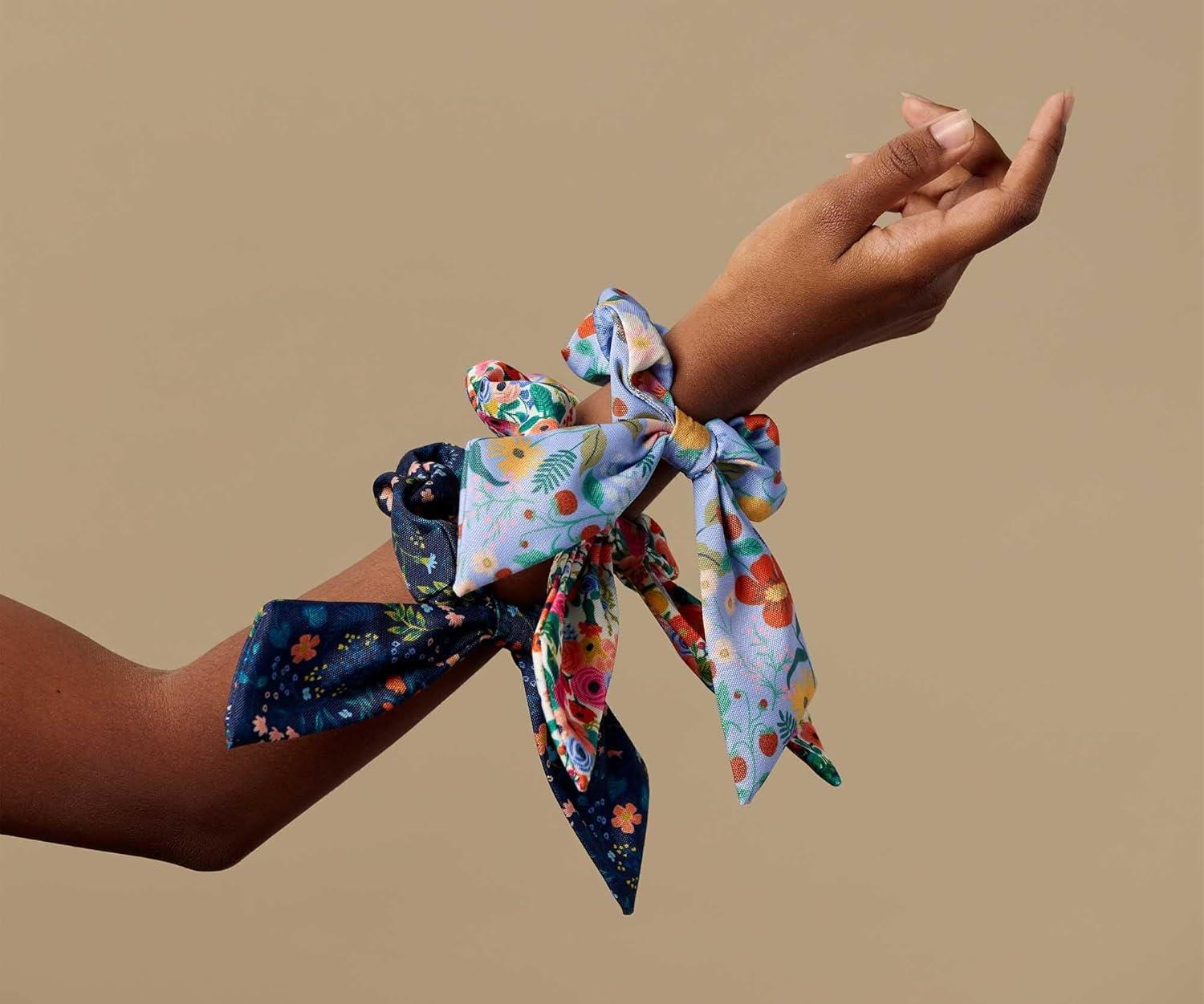 imageRIFLE PAPER CO Garden Party Scrunchie 100 Polyester Digitally Printed 35quot Diameter Scarf Tie for Hair Soft Elastic Scrunchie Hair Band Works as Ponytail Holder or Wrist AccessoryGarden Party