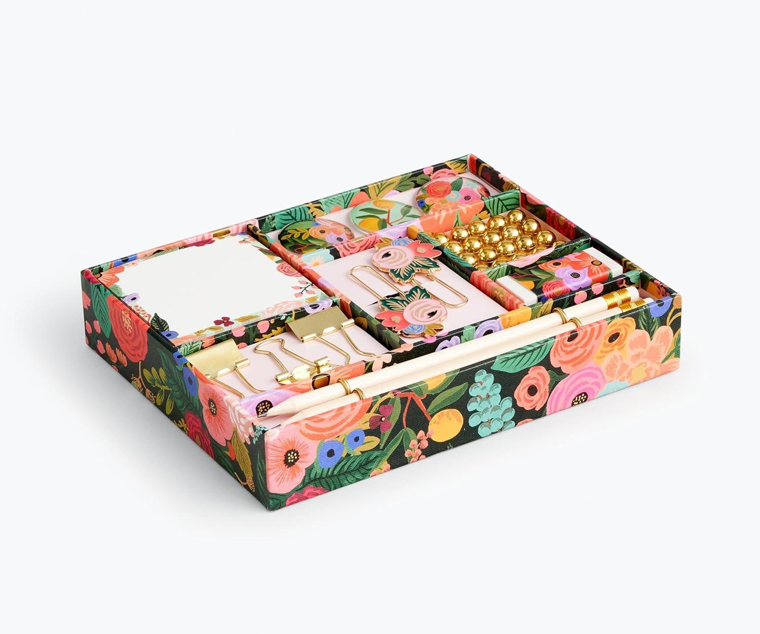 imageRIFLE PAPER CO Garden Party Tackle Box Home Desk and Office Supply Kit Stay Organized with Pencils Push Pins Binder Clips Paper Clips Magnets and MoreGarden Party