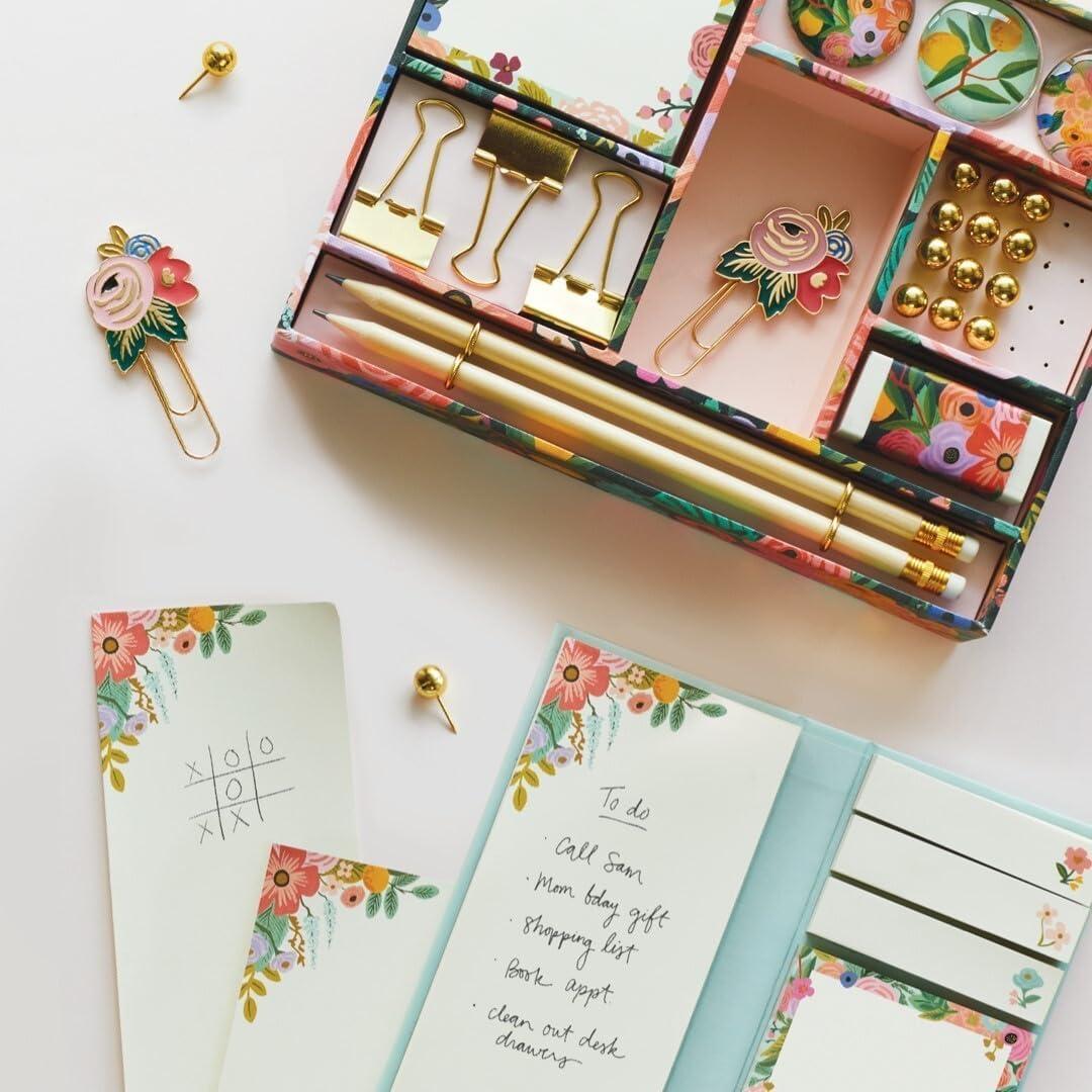 imageRIFLE PAPER CO Garden Party Tackle Box Home Desk and Office Supply Kit Stay Organized with Pencils Push Pins Binder Clips Paper Clips Magnets and MoreGarden Party