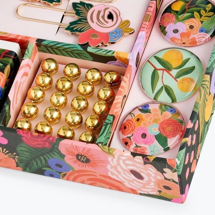 imageRIFLE PAPER CO Garden Party Tackle Box Home Desk and Office Supply Kit Stay Organized with Pencils Push Pins Binder Clips Paper Clips Magnets and MoreGarden Party