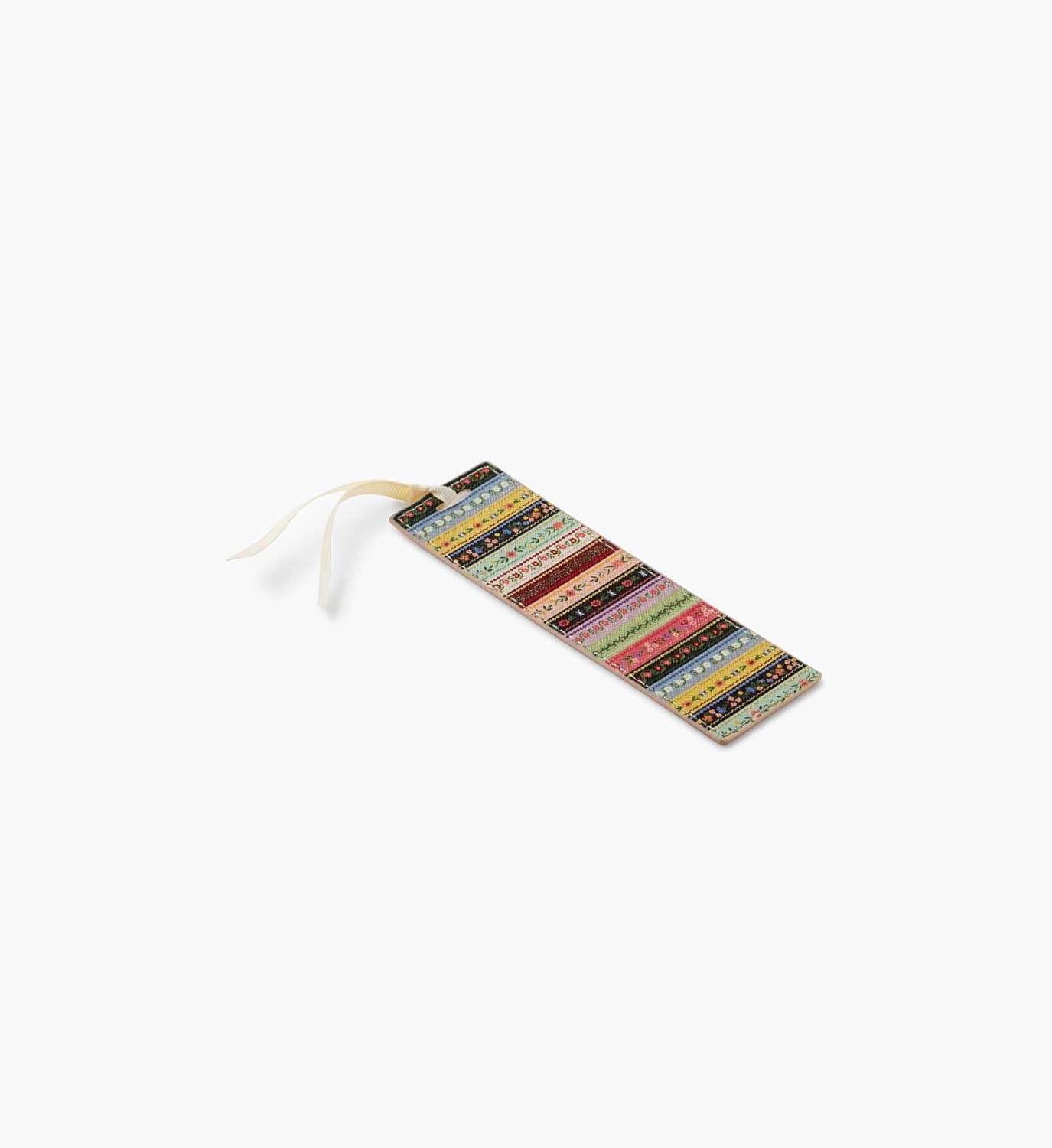 imageRIFLE PAPER CO Gemma Bookmark 6quot L x 175quot W Saffiano PU with a Grosgrain Ribbon Metallic Gold Foil Logo Perfect for Book Lovers Writers ampamp Readers