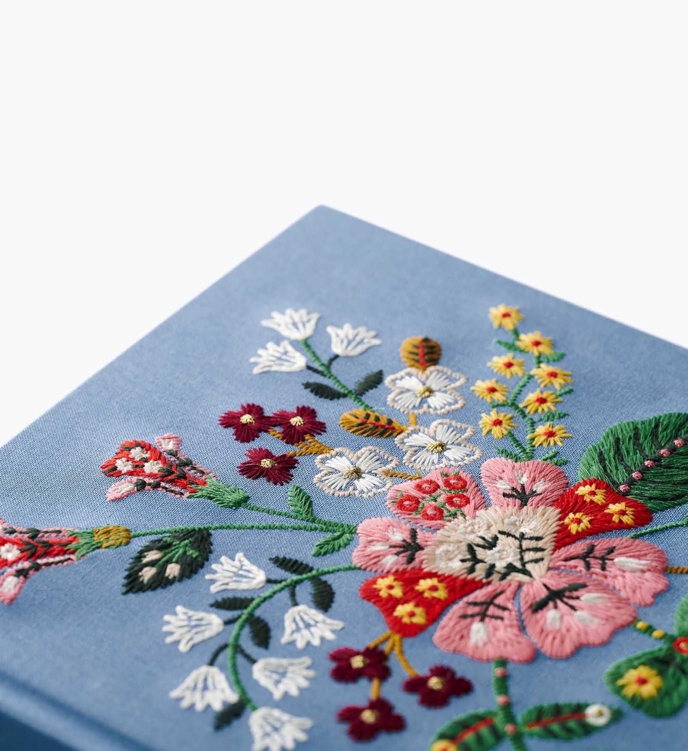 imageRIFLE PAPER CO Gracie Embroidered Sketchbook 108 Blank Pages for Sketching 1025quot L x 825quot W Cloth Cover with Floral Embroidery Includes Grosgrain Ribbon Bookmark
