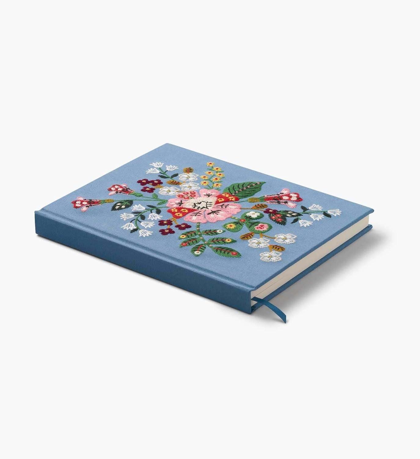 imageRIFLE PAPER CO Gracie Embroidered Sketchbook 108 Blank Pages for Sketching 1025quot L x 825quot W Cloth Cover with Floral Embroidery Includes Grosgrain Ribbon Bookmark