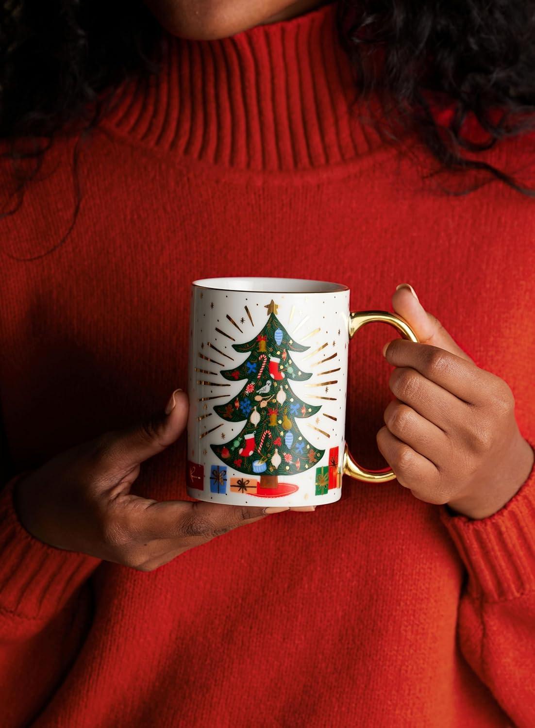 imageRIFLE PAPER CO Holiday Tree Porcelain Mug for Festive Occasions and Gatherings with HolidayThemed Design Gift For Friends and Family During the Winter Holidays