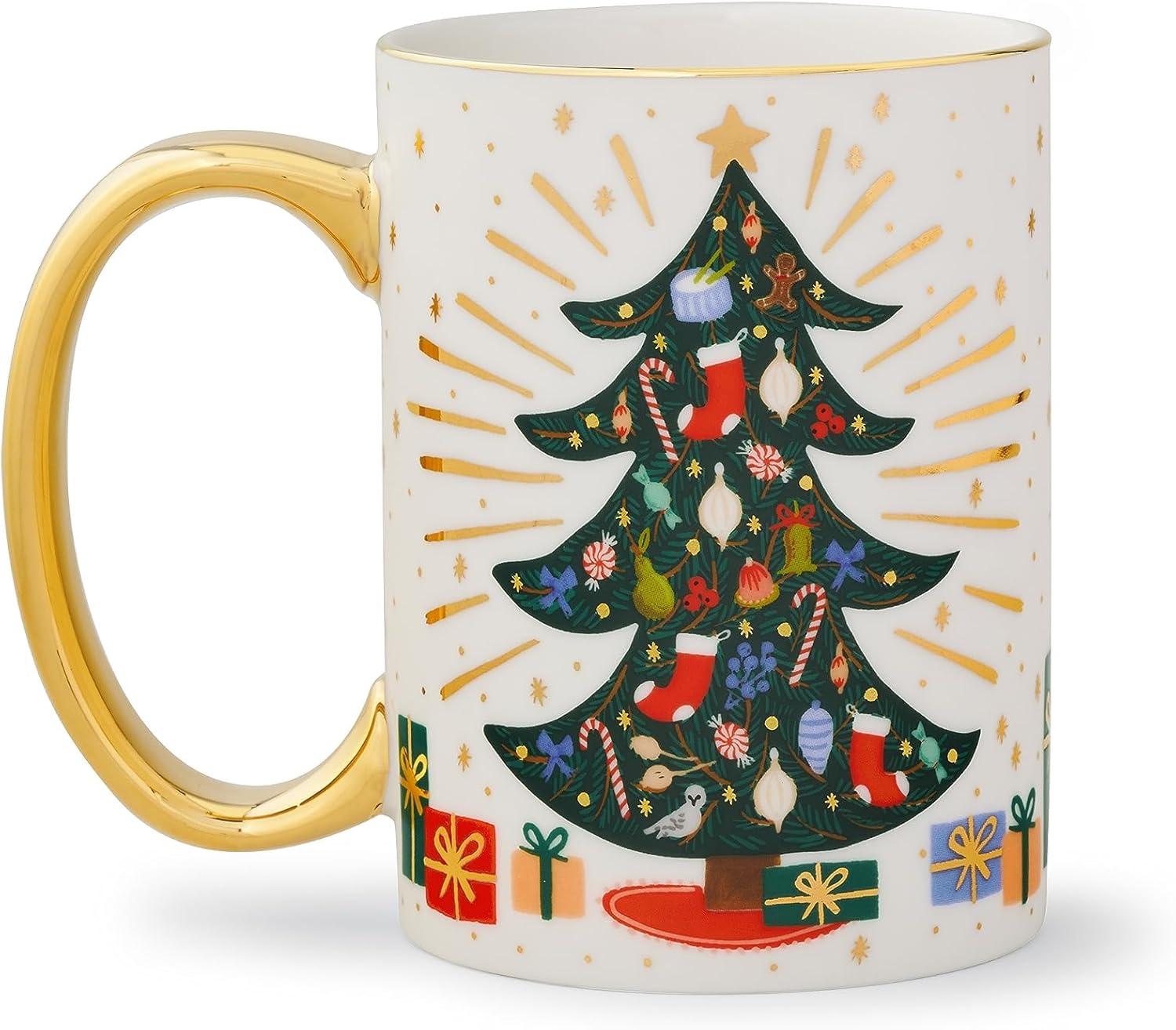imageRIFLE PAPER CO Holiday Tree Porcelain Mug for Festive Occasions and Gatherings with HolidayThemed Design Gift For Friends and Family During the Winter Holidays