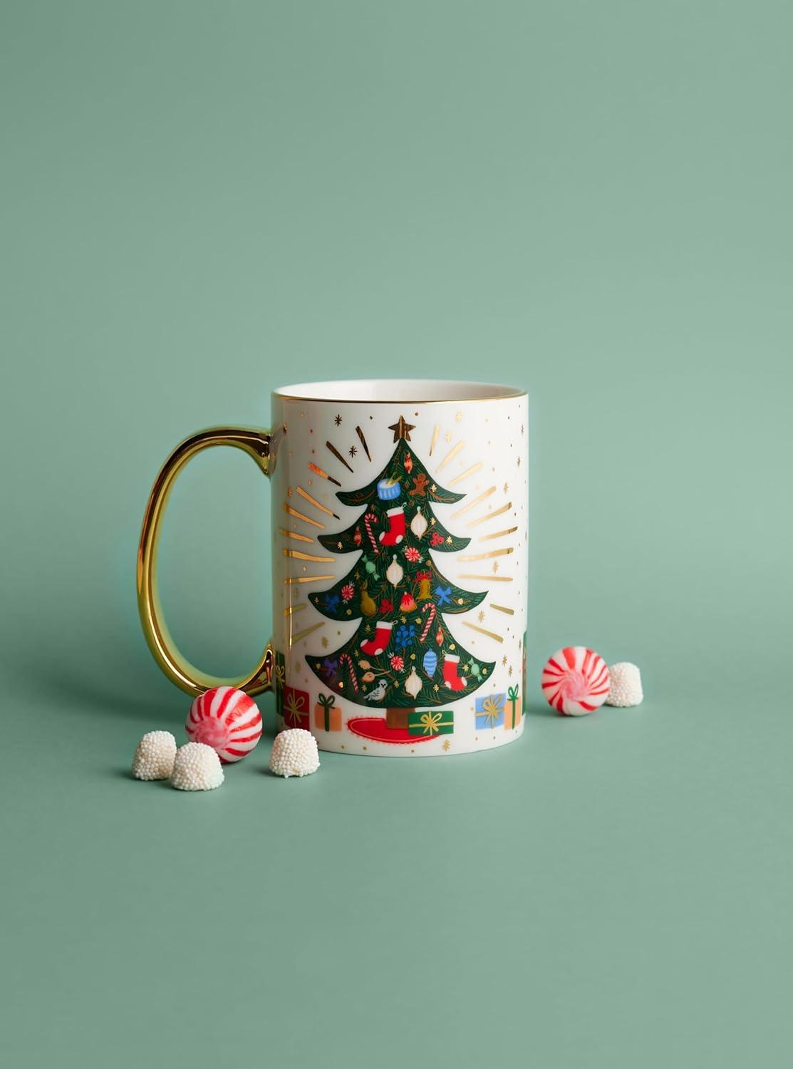 imageRIFLE PAPER CO Holiday Tree Porcelain Mug for Festive Occasions and Gatherings with HolidayThemed Design Gift For Friends and Family During the Winter Holidays