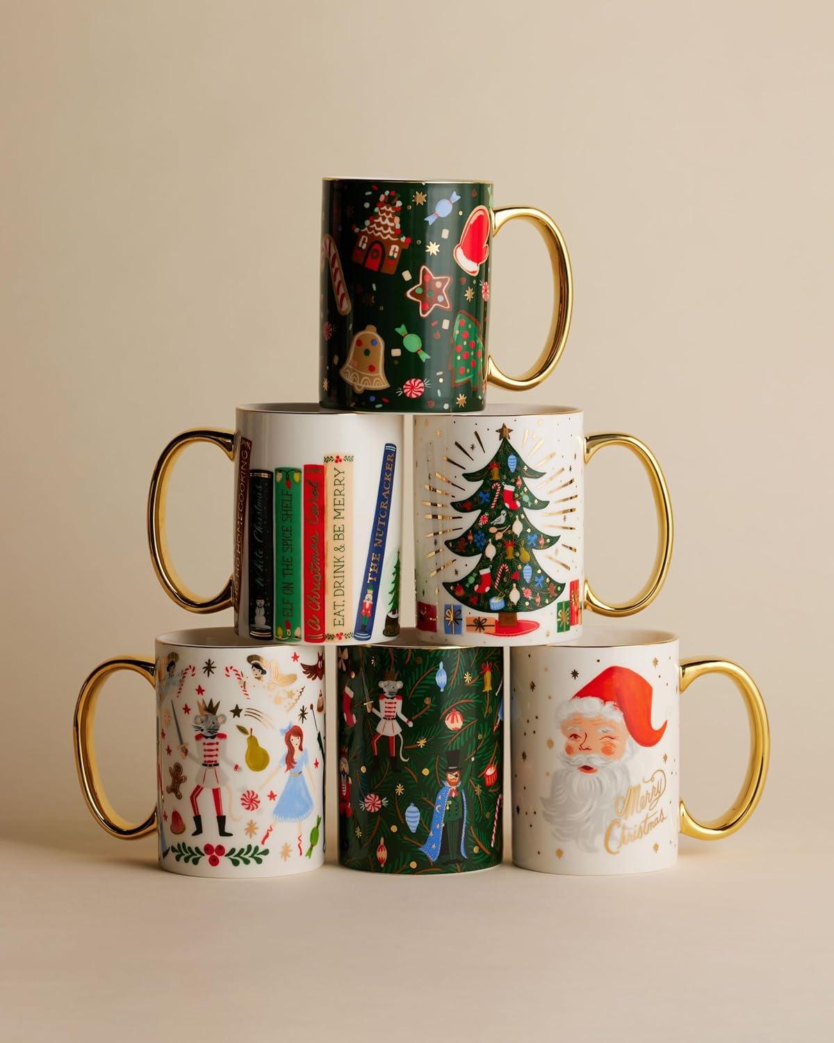 imageRIFLE PAPER CO Holiday Tree Porcelain Mug for Festive Occasions and Gatherings with HolidayThemed Design Gift For Friends and Family During the Winter Holidays
