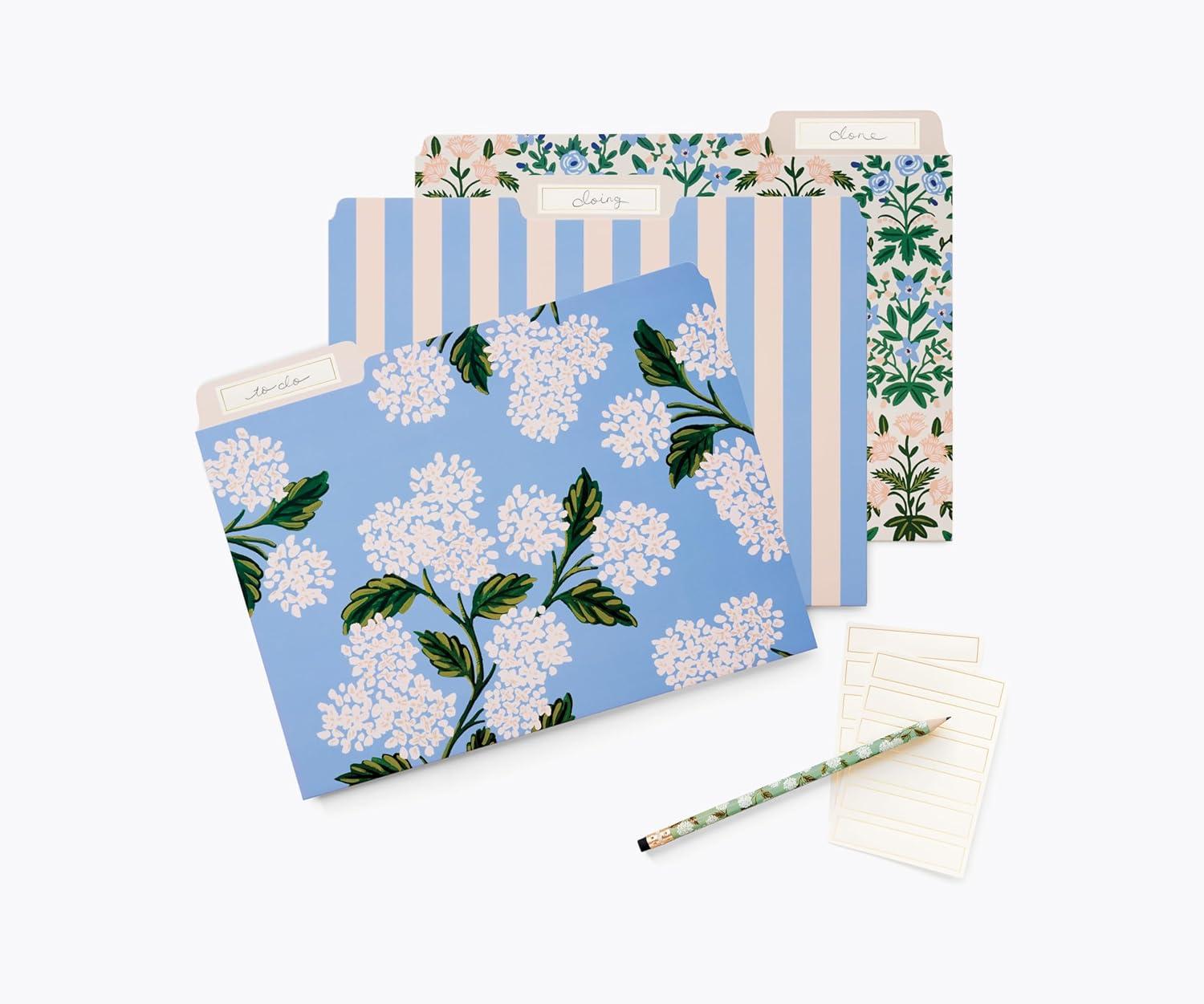 imageRIFLE PAPER CO Hydrangea Assorted File Folder Set Stay Organized with Our Stylish Sturdy and Colorful File Folders Set of 6 Including 2 of Each Design and 12 Handy Adhesive LabelsHydrangea