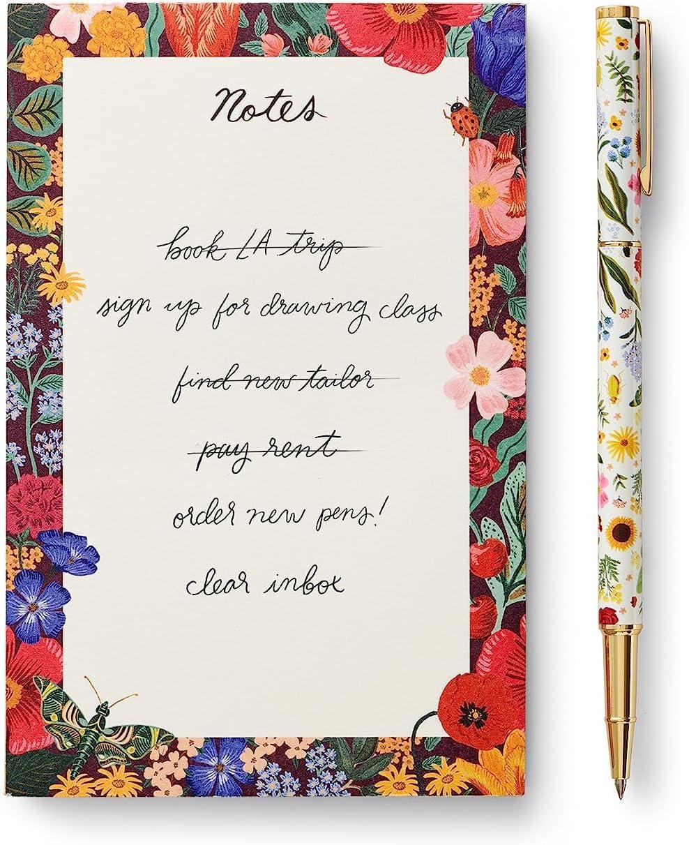 imageRIFLE PAPER CO Hydrangea Writing Pen 5375quot L 05 mm Rollerball Tip Stainless Steel Body with Brass Accents Office and School Supplies for Stationery Notes and ArtCurio