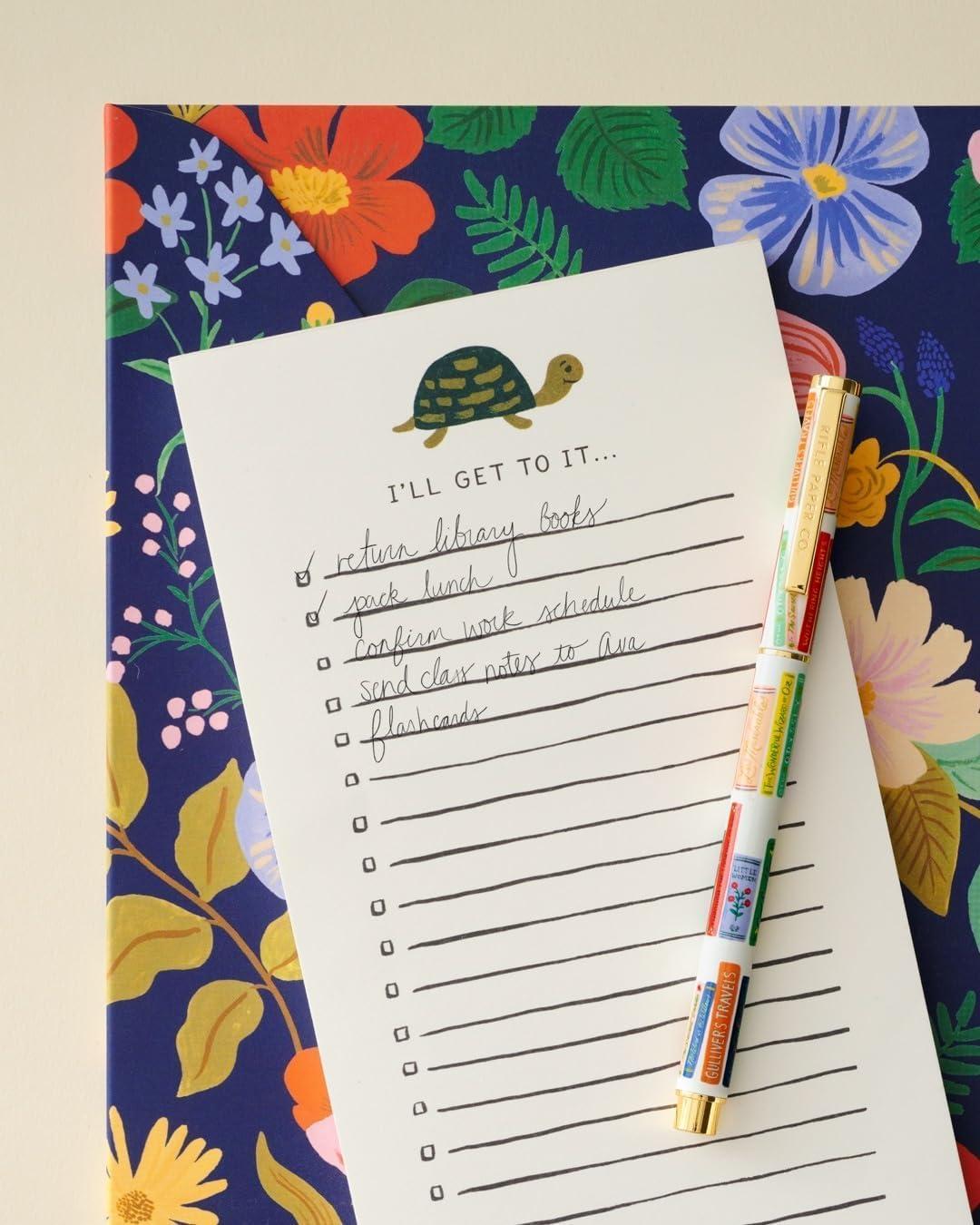 imageRIFLE PAPER CO Hydrangea Writing Pen 5375quot L 05 mm Rollerball Tip Stainless Steel Body with Brass Accents Office and School Supplies for Stationery Notes and ArtBook Club