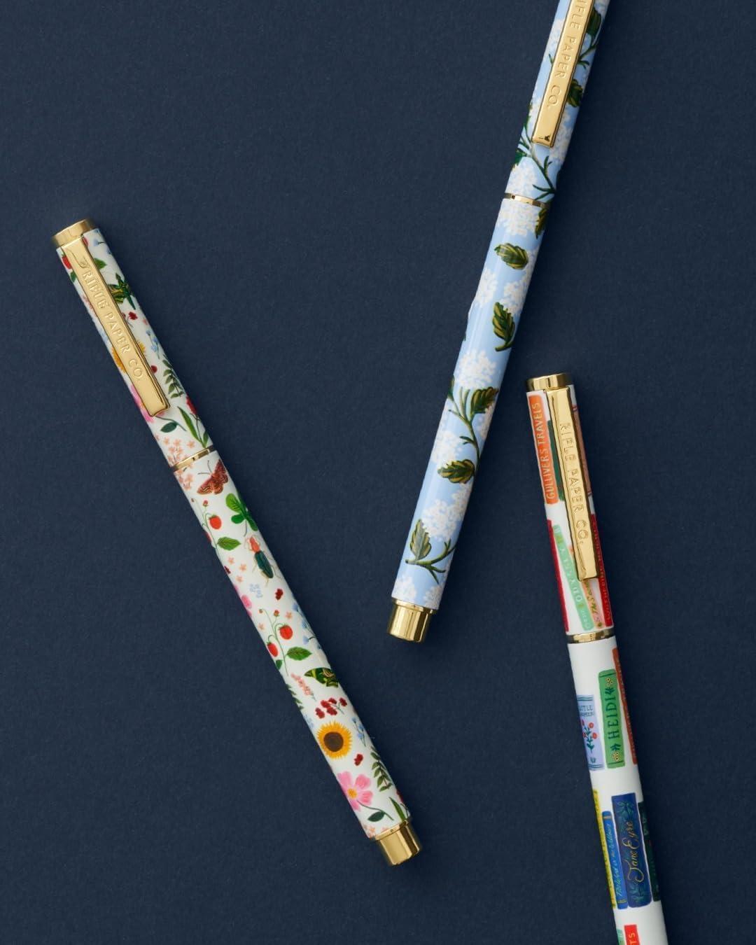 imageRIFLE PAPER CO Hydrangea Writing Pen 5375quot L 05 mm Rollerball Tip Stainless Steel Body with Brass Accents Office and School Supplies for Stationery Notes and ArtCurio