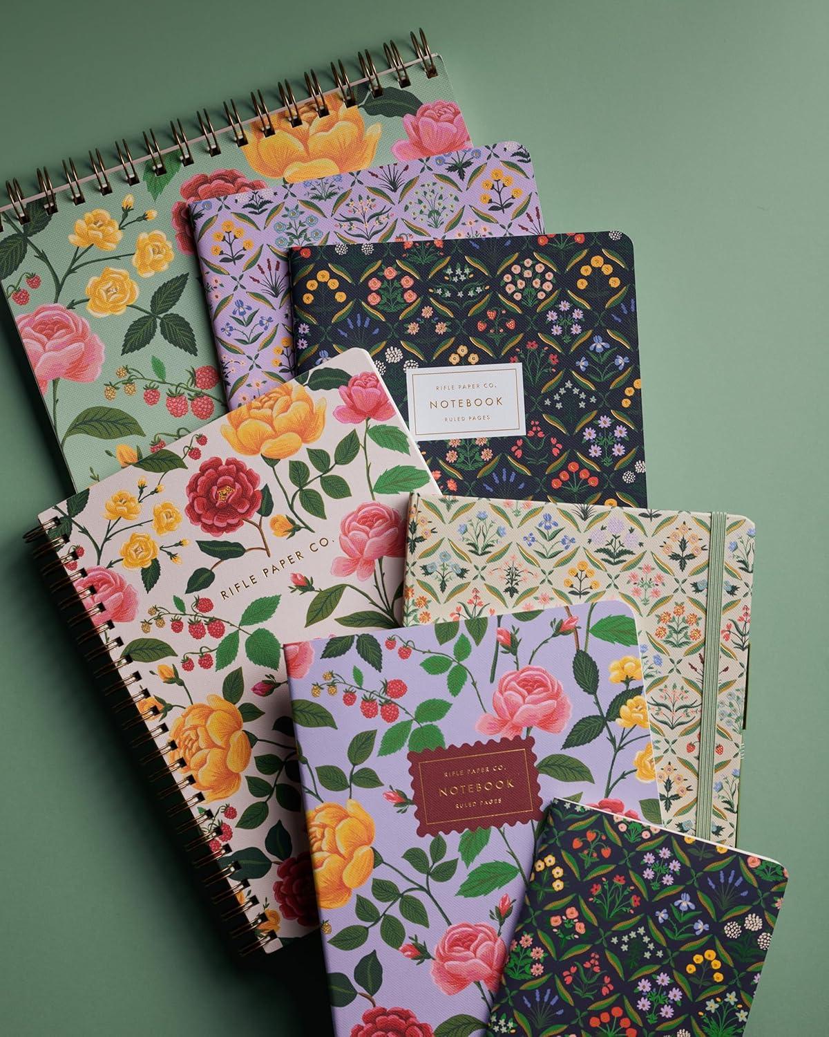 imageRIFLE PAPER CO Journal with Pen Hardcover Journal with Foil Accents 144 Pages Elastic Band Closure Pocket for Extra Storage Patterned in Floral RosaEstee