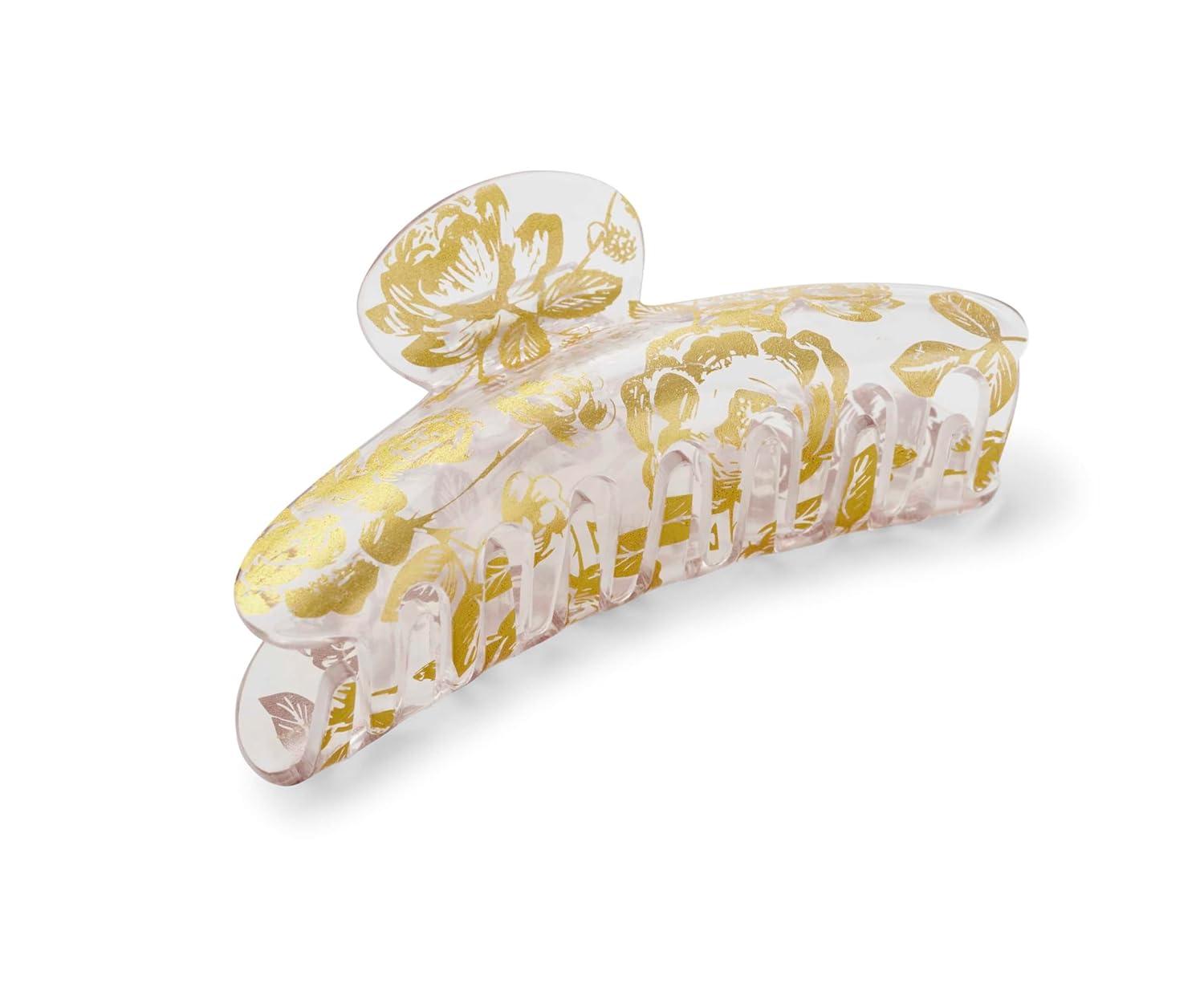 imageRIFLE PAPER CO Large Claw Clip Set Styling Hair Accessory for Women Cute Fashion Set for Girls Flat Clamp for Locks Bright Floral Pattern English Rose Pack of 2English Rose